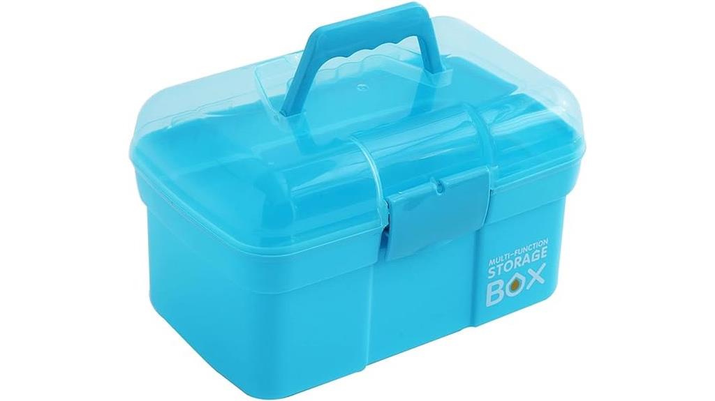 blue plastic storage box