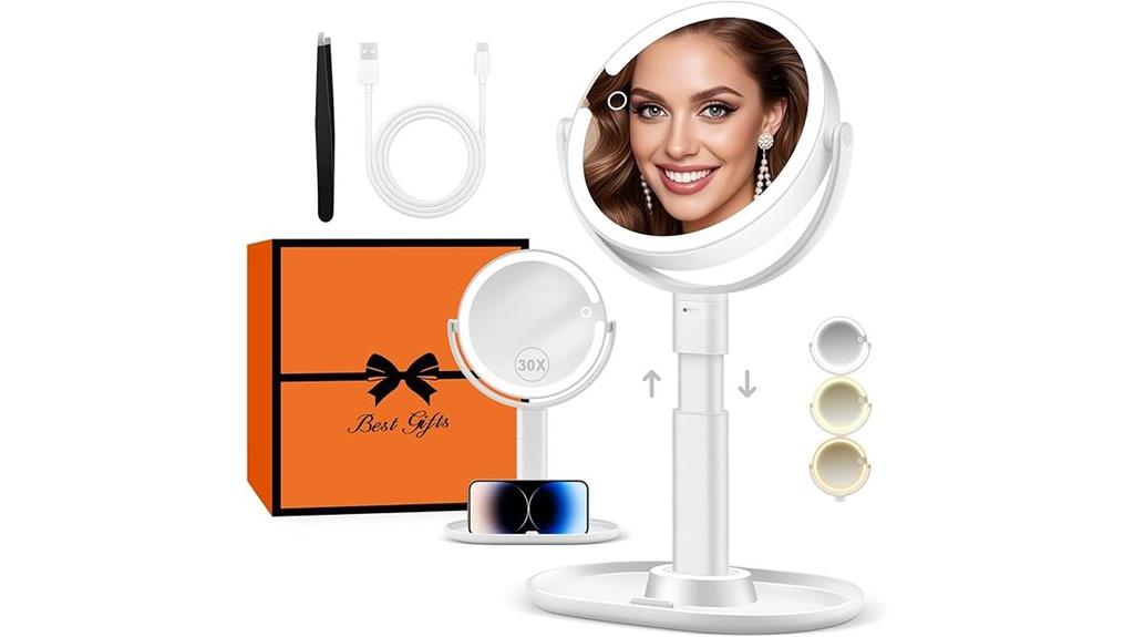 lighted makeup mirror with magnification