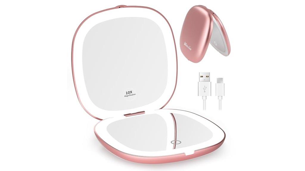 rechargeable lighted travel mirror