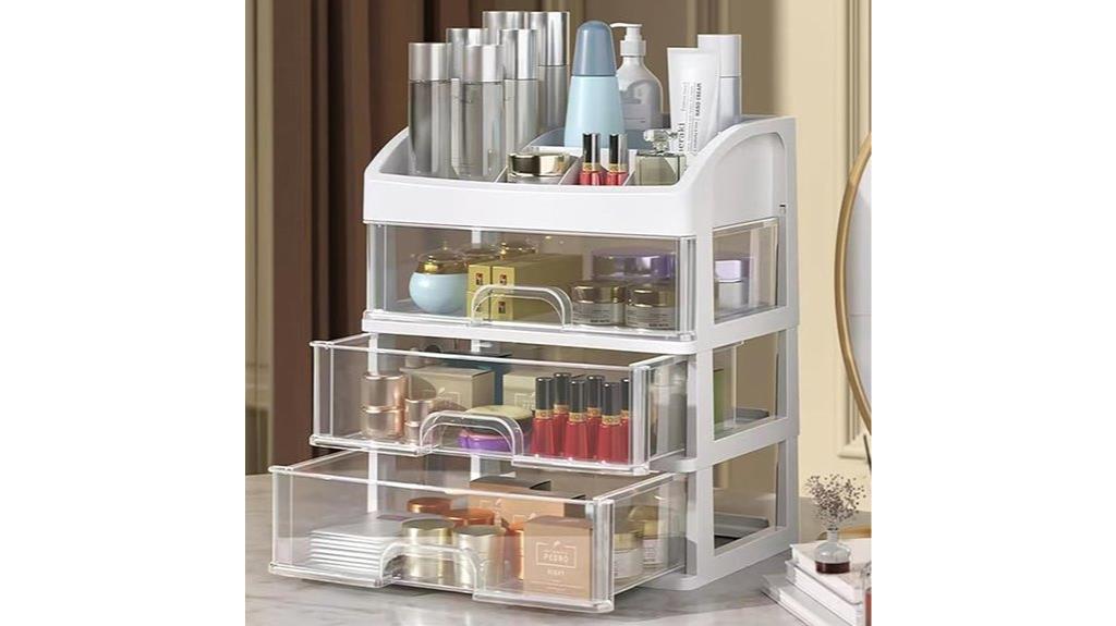three drawer makeup organizer