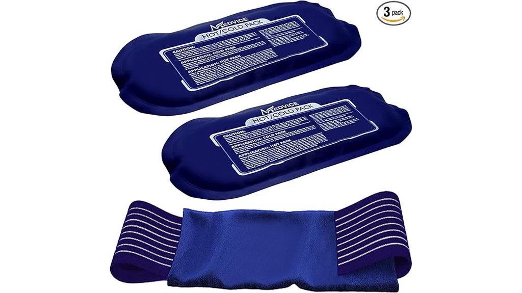 three reusable ice packs