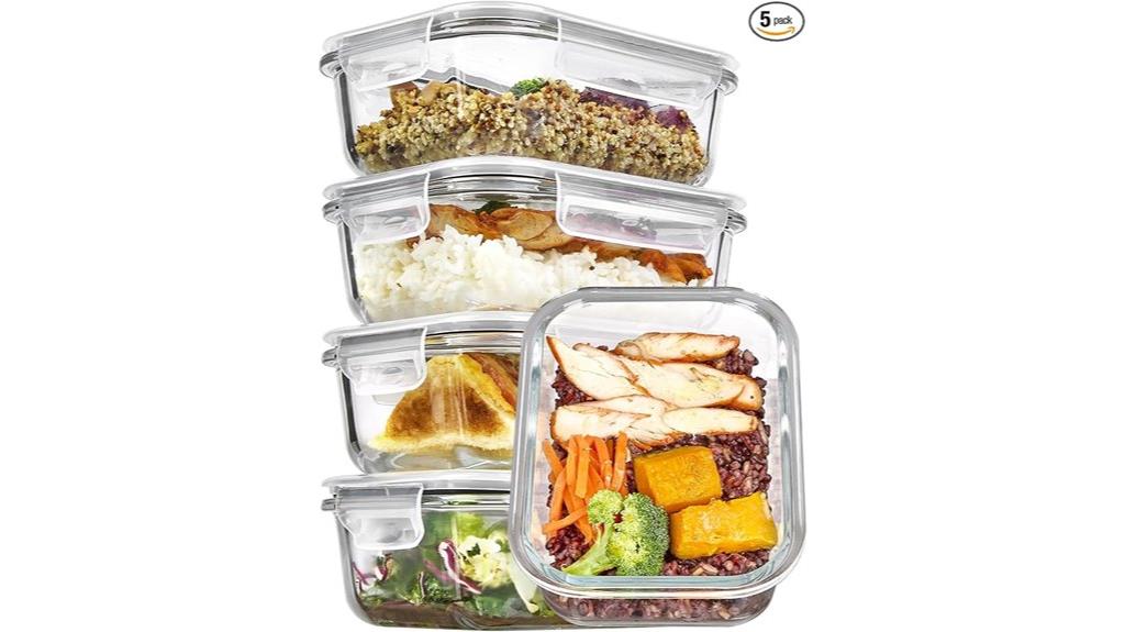 five glass storage containers
