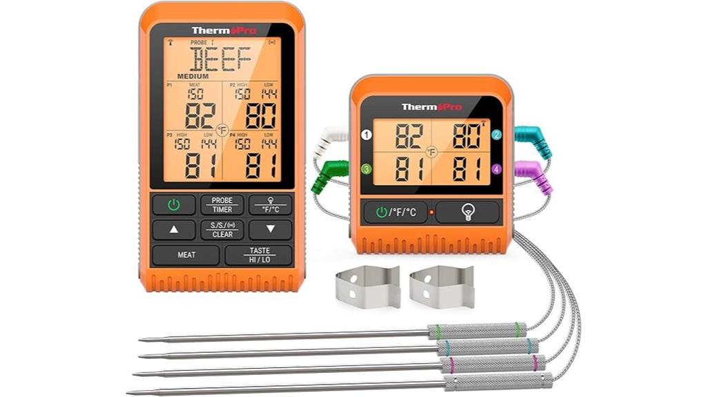 wireless four probe meat thermometer