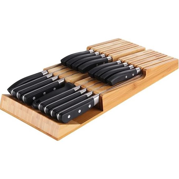 NIUXX Bamboo Knife Block Set for 16 Knives