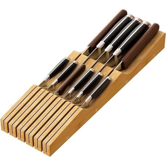 Bamboo Knife Drawer Organizer with 11 Slots