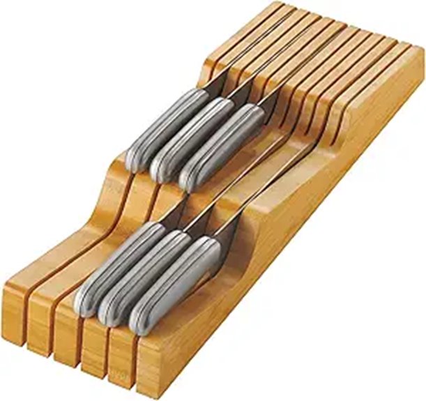 In-Drawer Bamboo Knife Block with Storage Slots