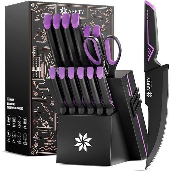 15-Piece Kitchen Knife Set with Sharpener and Block