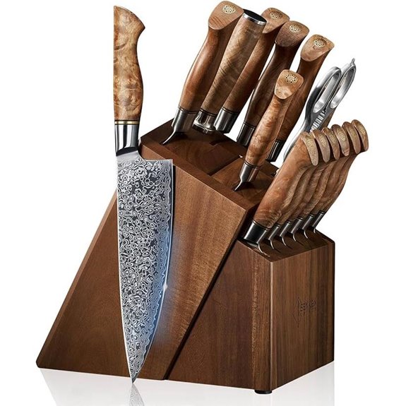 SENKEN 16-Piece Damascus Knife Block Set