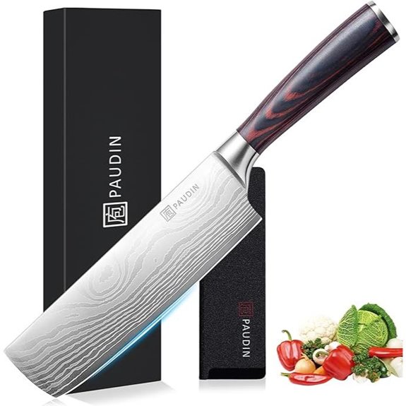 PAUDIN 7 Nakiri Kitchen Knife with Ergonomic Handle