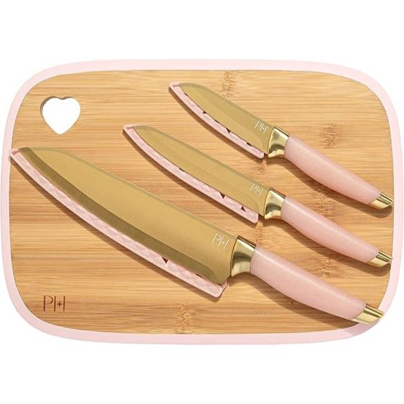 Paris Hilton Reversible Bamboo Cutting Board & Knife Set