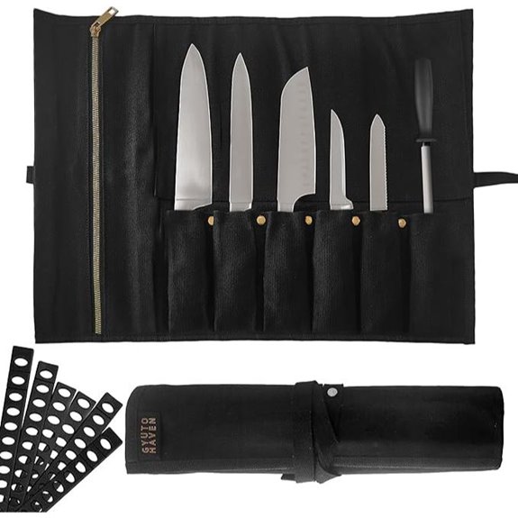 Chef Knife Roll Bag with 6 Slots and Accessories