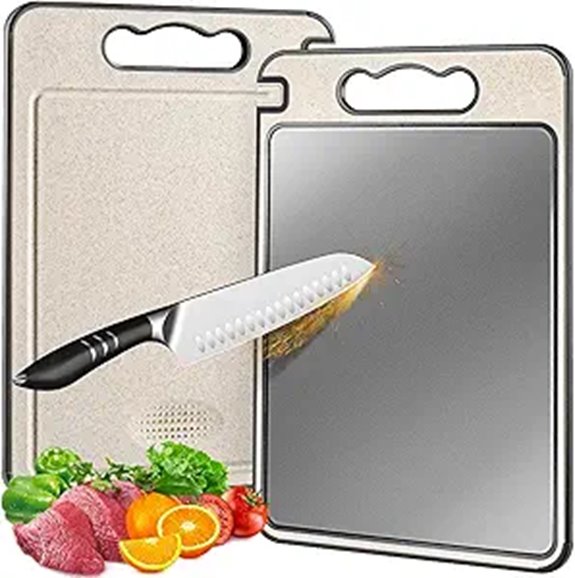 Titanium Double-Sided Cutting Board with Juicing Groove