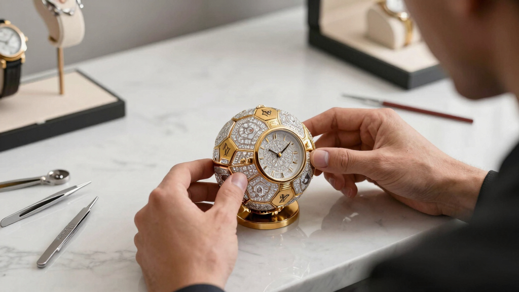 Louis Vuitton Offers a Soccer Ball-Shaped Gold and Diamond Clock as Part of a Special Collaboration